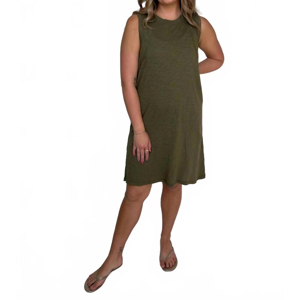 NEW BOBI raglan seamed tank dress in green